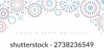 Set of holiday colorful firework explosion isolated on white background. Independence day of America. Vector illustration
