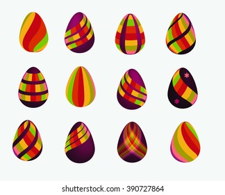 set of holiday easter eggs.