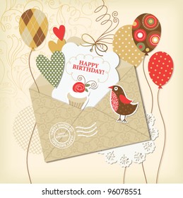 set of holiday elements, greeting birthday card