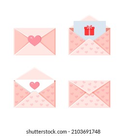 Set of holiday envelopes. Love message. Valentine's day love letter for postcard, poster, print, holiday card.