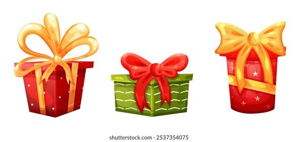 Geschenkbox für Feiertage mit müder Schleife. Vektorgrafik