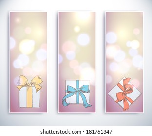 Set of holiday greeting cards. 