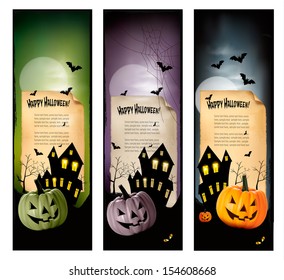 Set of holiday Halloween banners. Vector 