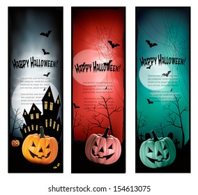 Set of holiday Halloween banners. Vector 
