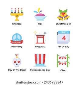 Set of holiday icon in modern design style, ready to use in your websites and mobile apps