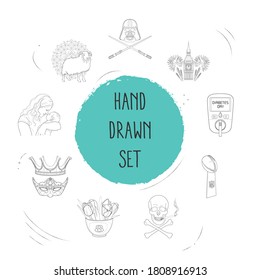 Set of holiday icons line style symbols with star wars day, international women day, bonfire night and other icons for your web mobile app logo design.