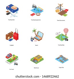Set of Holiday Isometric Vector Icons