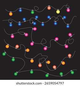 Set of holiday lights decorations