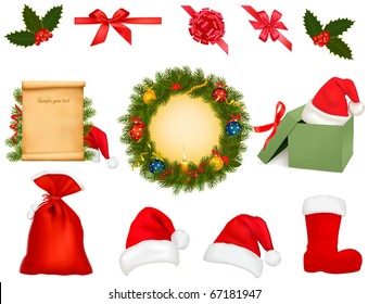 Set of holiday objects. Vector Illustration.
