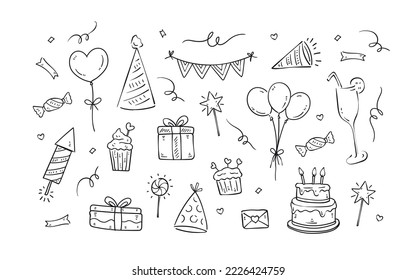 Set of Holiday party doodle elements