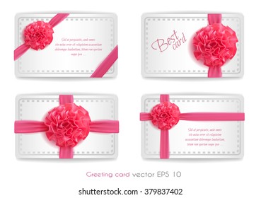set of holiday present gift package vector illustration. Sign of happy women's day, pink silk ribbon with bow. Web design element, wedding, birthday card decoration element.8th of march 
