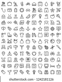 Set of Holiday Related Vector Line Icons