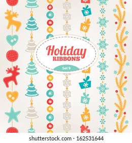 Set of holiday ribbons 
