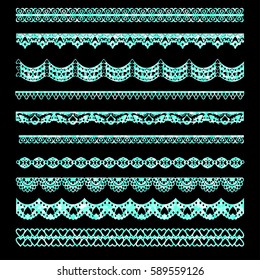Set of holiday ribbons and borders. Vector