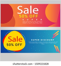 Set Holiday Sale Banner, 50% OFF Special Offer Ad. Discount Promotion Vector Banner