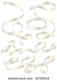 set of holiday silver ribbon. Vector