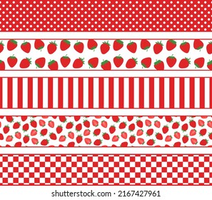 Set holiday strawberry seamless ribbons templates