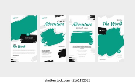 Set of holiday travel adventure roll up standee banner for flyer and social media story template