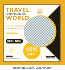 set of Holiday travel, traveling summer beach traveling social media posts or web banner template design for traveling agency business offer promotion, tour advertising.