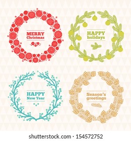 Set of holiday wreathes