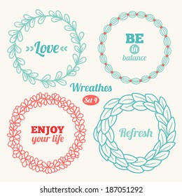 Set of holiday wreathes. Perfect for wedding, birthday and Valentine's Day
