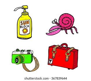 set of holidays doodle in various pose isolated on white background