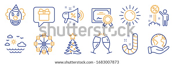 Set Holidays Icons Such Clown Discount Stock Vector Royalty Free 1683007873