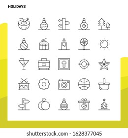 Set of Holidays Line Icon set 25 Icons. Vector Minimalism Style Design Black Icons Set. Linear pictogram pack.