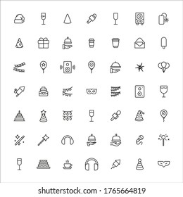 Set von Feiertagen verwandte Vektorlinien-Symbole. Premium-Paket mit linearen Symbolen. Vektorgrafik einzeln auf weißem Hintergrund. Web-Symbole für Webseiten und mobile App. Trendloses Design. 