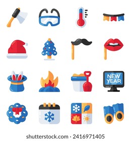 Set of Holidays and Tour Flat Icons

