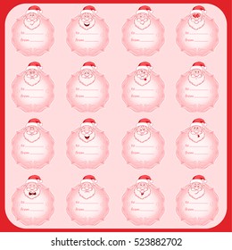Set of holidays vector cards with place for your text. Christmas with vintage frame and gift text in English winter holidays sticker set isolated