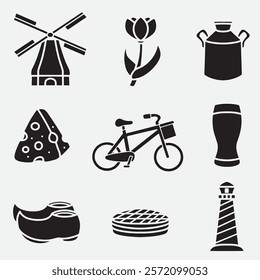 set of holland good for icons, symbol, element design, silhouette design, etc