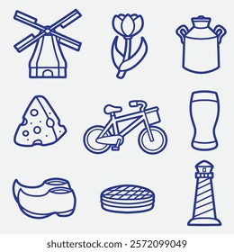 set of holland with outline style good for logo, symbol, icon, element design, etc