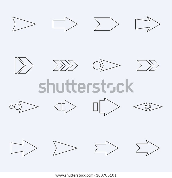 Set Hollow Vector Arrows On Light Stock Vector (Royalty Free) 183705101 ...