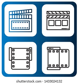 Set of hollywood icons such as Clapperboard, Film , hollywood
