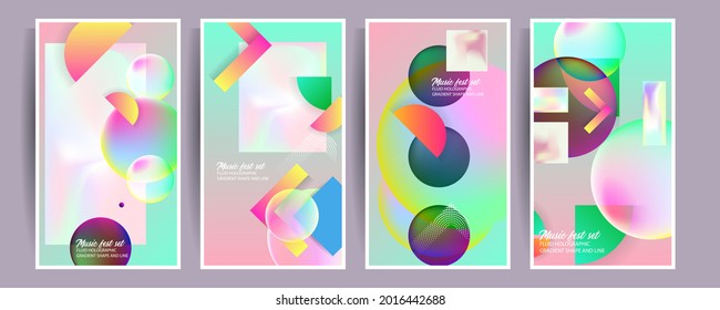 Establece el fondo del gradiente holograma 90, estilo retro 80. Sombras pasteles de colores silenciados plantilla gráfica para folletos, banner gradiente mínimo holograma