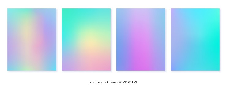 Set of holographic backgrounds. For covers, mobile wallpapers, branding, social media and many other projects. Vector, can be enlarged to any size and used for printing.