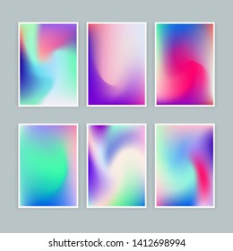 Set holographic backgrounds for design  Vaporwave pastel funky style 