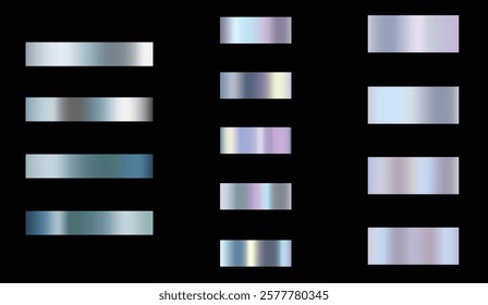 Set of holographic foil texture background. Realistic holographic, gradient mesh. High resolution.