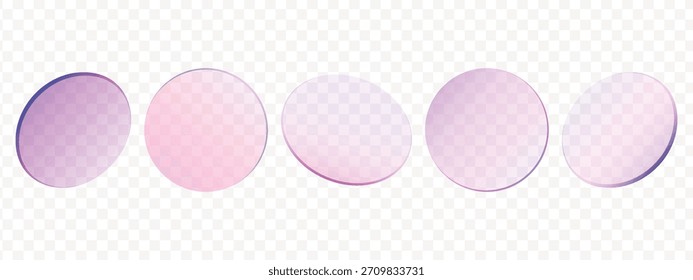 Conjunto de esferas transparentes de gradiente holográfico en estilo geométrico de forma radial. Arte vectorial de decoración de moda para Diseños gráficos modernos.
