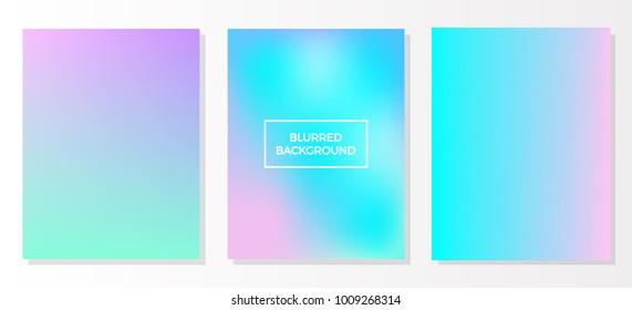 Set of holographic multicolored blurred vivid gradient backgrounds, vector colorful posters. Template for poster, flyer and presentation, banner, web and mobile applications, business infographic