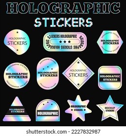 A set of holographic stickers for your text. A modern design element.