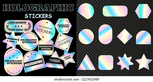 A set of holographic stickers for your text. A modern design element.