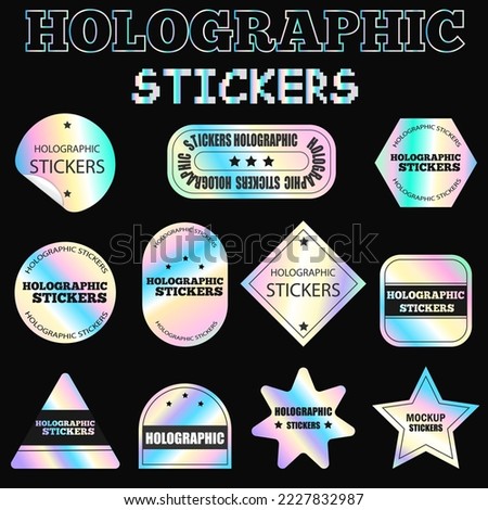 A set of holographic stickers for your text. A modern design element.