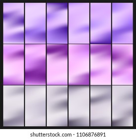 Set of Holographic Vector Background. Iridescent Foil. Glitch Hologram. Pastel neon rainbow. Metallic paper. Template for presentation. Cover to web design. Abstract colorful pearl gradient.