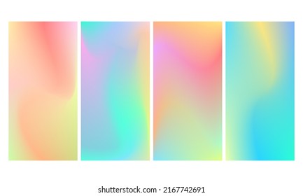 Set of Holograpic Gradient Aurora Vibes Backgound