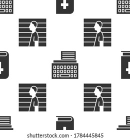 Set Holy bible book, Retro typewriter and Suspect criminal on seamless pattern. Vector