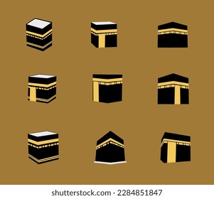 Set of holy ka'aba illustration, for children book, poster, banner, template islamic, flash card, or logo, A simple vector design.