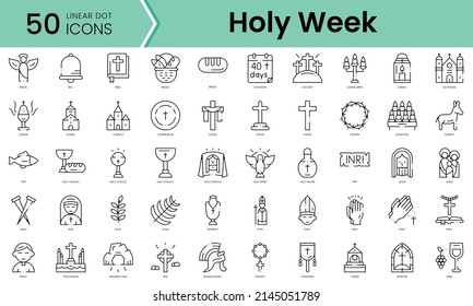 Set of holy week icons. Line art style icons bundle. vector illustration