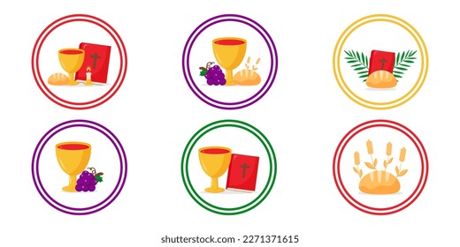 Set von Heiligen Woche Runde Symbole Vektorgrafik-Design. Urlaubskartendesign. Feiertagshintergrund. Religiöses Symbol. Urlaubsposter. Vektorgrafik